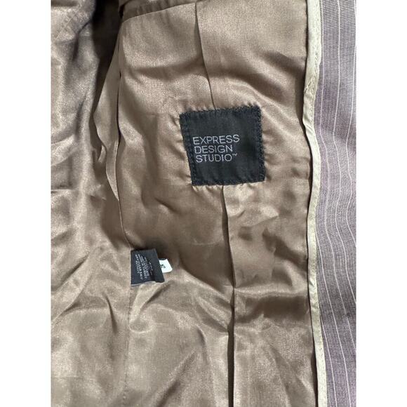 Vintage Y2K Express Design Studio Pinstripe Blazer Men Brown Vented Back 40R - Picture 11 of 12
